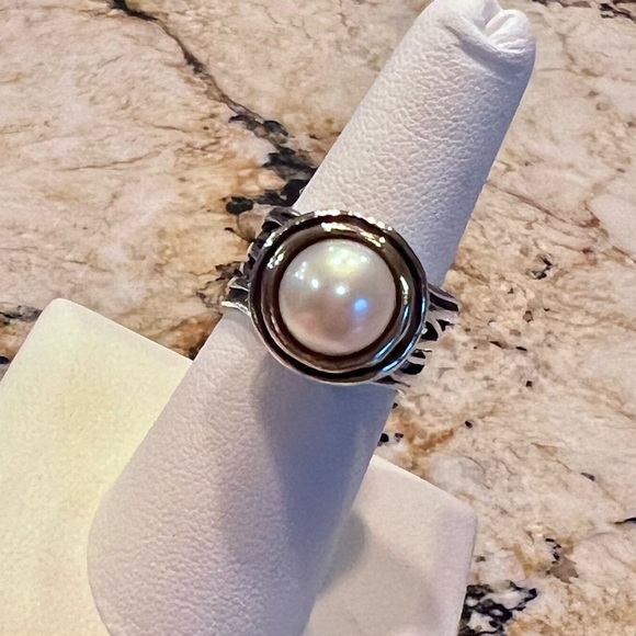 ⭐️ Israel Pearl Sterling Silver Ring Size 5.5/6 - Picture 3 of 14